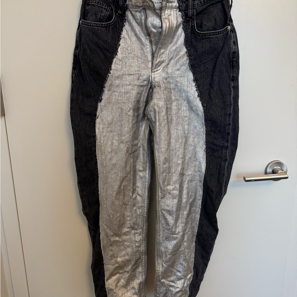 Frame Denim Black And Silver Jeans
